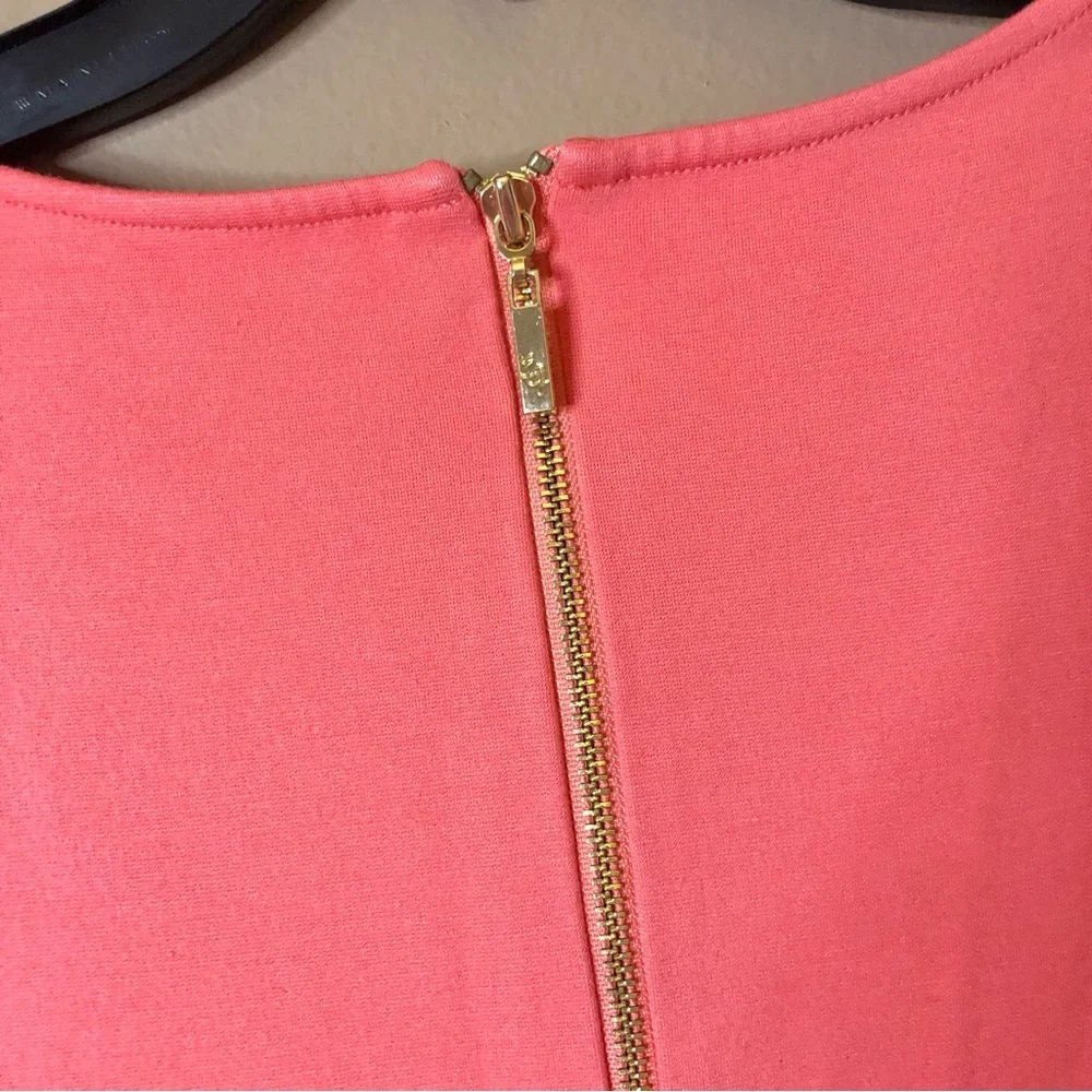 Eliza J Pleated Stripe‎ Short Sleeve Dress Coral Pink 6 - Picture 8 of 8